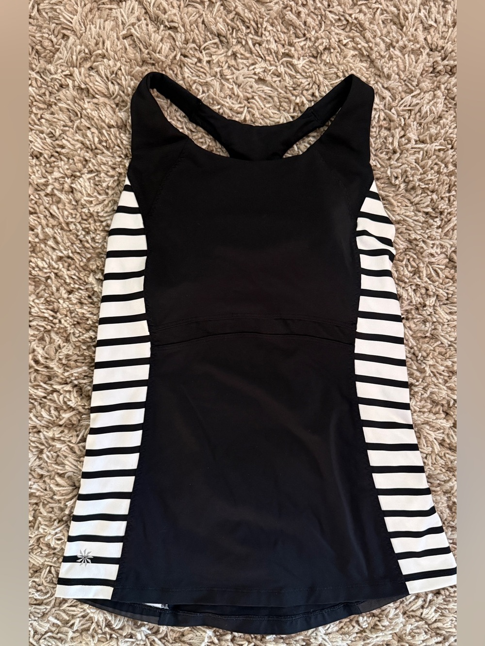 Athleta Black and White Striped Ace Racer Tank